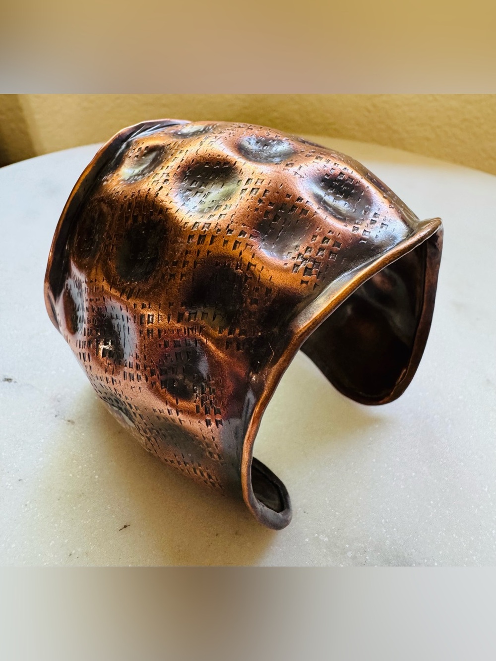 Copper Textured Cuff Bracelet